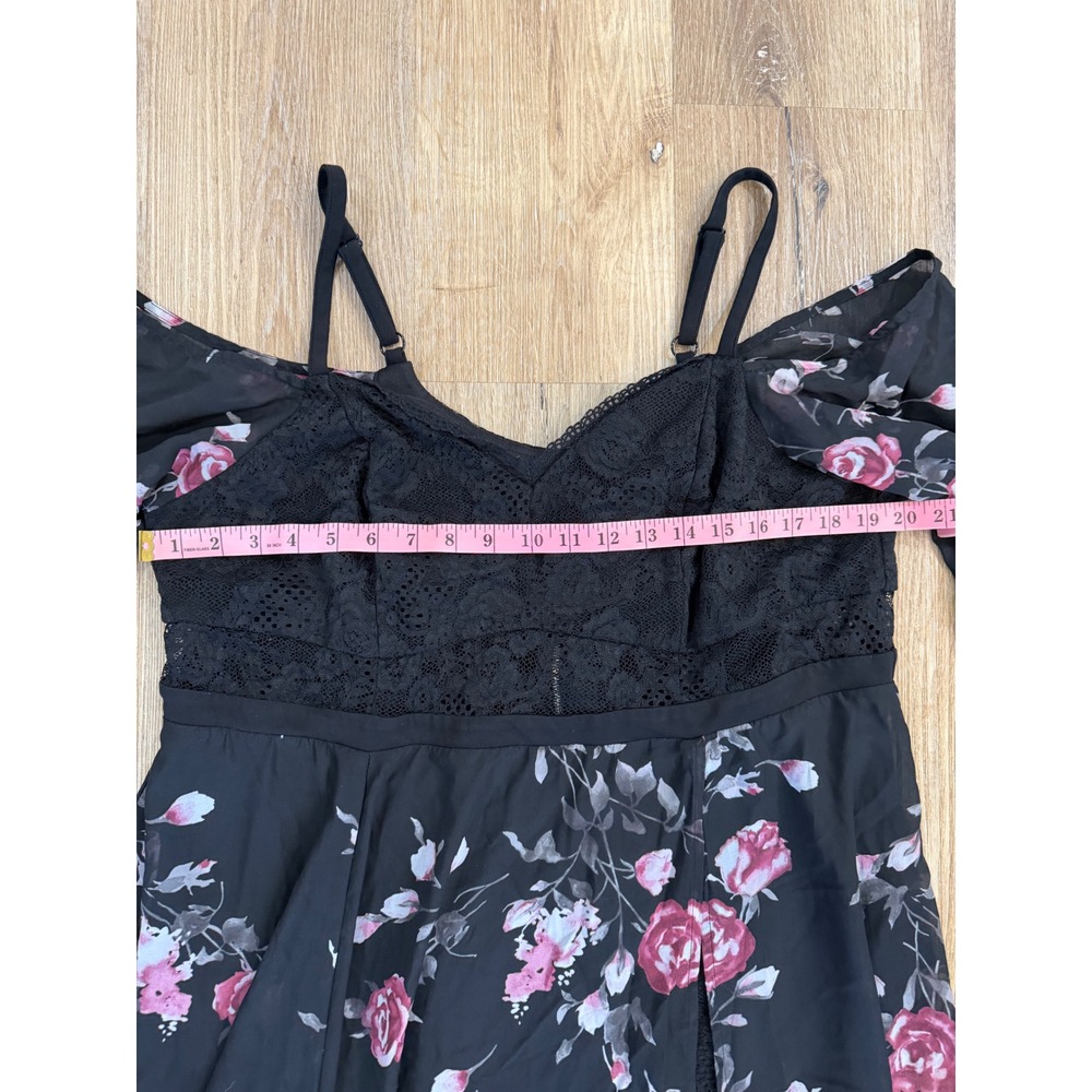 Torrid Floral Corset Lace Top Maxi Dress Womens 20 Black Pink Boho Whimsigoth - Picture 2 of 10